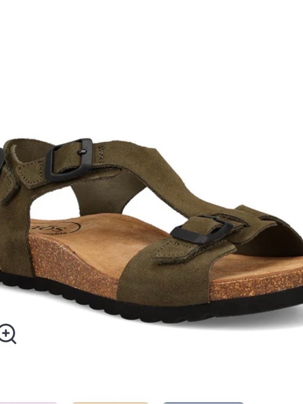 Suede Olive Green Buckle Sandal